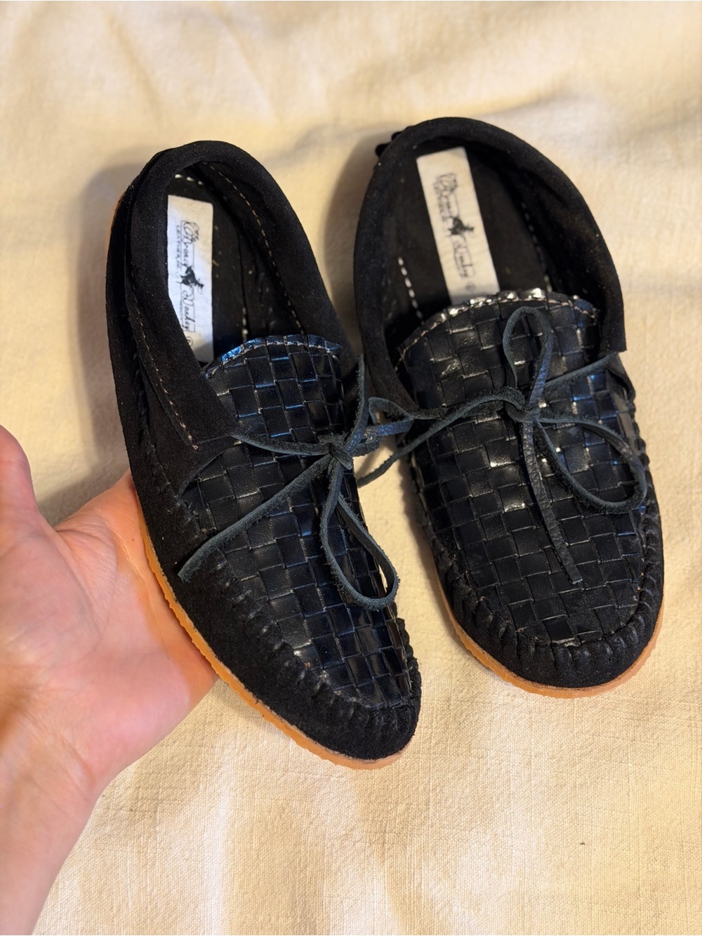 Broncy Donkey Black Woven Leather Moccasin